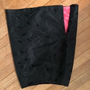 Black satin embroidered skirt